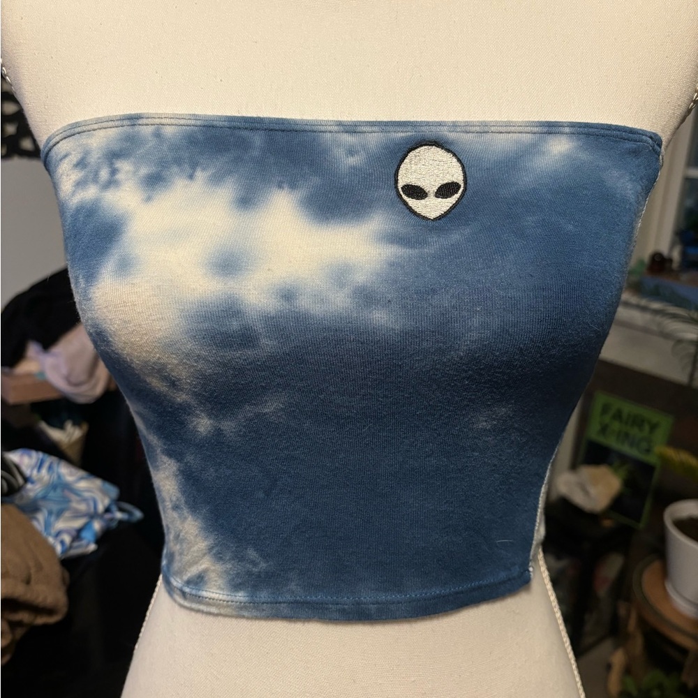 Tie Dye Crop Top Strapless Cute Summer Shirt